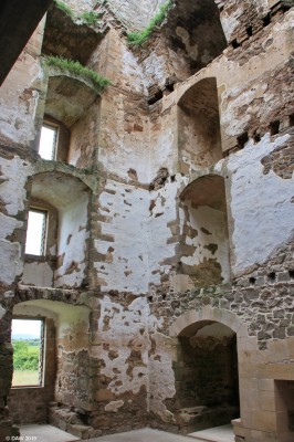 Inside David's Tower, Spynie Palace, near Elgin
This part of the Palace dates from the 16th century, it was started by Bishop David Stewart.  It had 6 stories above ground with a basement below ground.  You see the holes on the walls that would have held the floor beams.  [url=http://streetmap.co.uk/map.srf?X=323101&Y=865848&A=Y&Z=120/] Map location. [/url]
