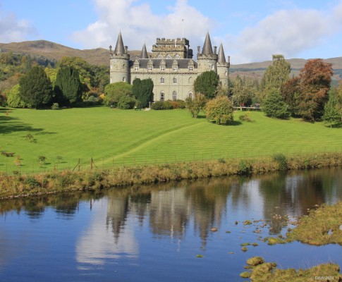 Inveraray Castle
The Castle you see today was built in 1746 and replaced an earlier 15th century Castle.  The village of Inveraray was demolished and rebuilt a short distance away as a new "planned" village so as not to spoilt the view from the Castle.  It has been the seat of the chiefs of Clan Camblell since the 18th century.  The Castle and grounds are open to visitors in the summer months.  [url=http://streetmap.co.uk/map?X=209816&Y=709070&A=Y&Z=120/] Map location. [/url]
