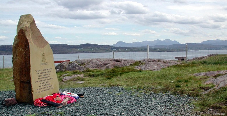 Loch Ewe WWII Russian convoy memorial
Erected by the Russian Convoy Club in memory of those who sailed from Loch Ewe but never returned.  [url=http://streetmap.co.uk/map.srf?X=181447&Y=892085&A=Y&Z=115/] Map location. [/url]
