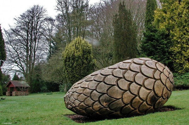 Pine cone sculpture, Threave Gardens
A wooden pine cone sculpture at Threave Gardens near Castle Douglas.
