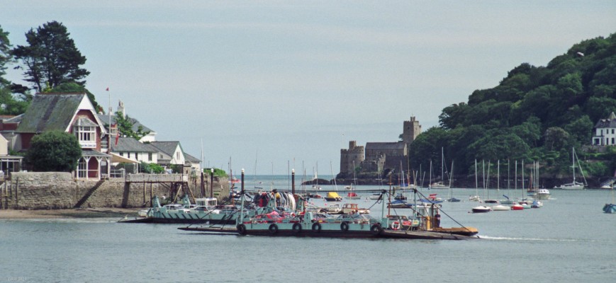 The River Dart, 1991
A view towards the mouth of the river Dart from Dartmouth.  The two lower ferries are in the foreground and in the distance you can see Dartmouth Castle.  [url=http://streetmap.co.uk/map.srf?X=287877&Y=51295&A=Y&Z=115/] Map location. [/url]
