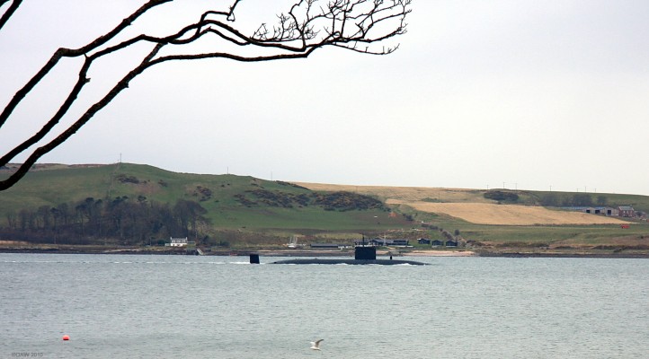 Royal Navy Submarine, Largs
Either one of the Swiftsure or Trafalgur class Nuclear attach submarines of the Royal Navy slips past Largs on its way to Faslane.  This isn't the normal rooute they take, maybe he was sight seeing, I can't tell the difference between those two classes of Submarine so it could be either.  Not many Swiftsure's remain in service but at the time this photo was taken in 2008 the first of the New Astute class wasn't yet at sea.
