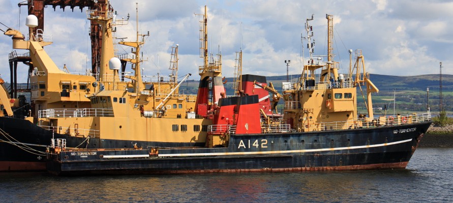 SD Tormentor, Greenock
The former RMAS ship laid up in the Great Harbour in Greenock in 2011.  Built in 1980 as a torpedo retreiver she was a common site on the west coast of Scotland for many years.   She awaits disposal along with some friends and since the photo was taken has been scrapped.
