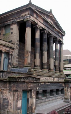 St Vincent Street Church, Glasgow
At first glance this building doesn't look like a typical Scottish Church design and you'd be right, its not.  Designed by Alexander 'Greek' Thomson and built in 1859 it is unique.  Still in use but sadly in need of restoration it is the only one of Alexander Thomson's churches still standing.
