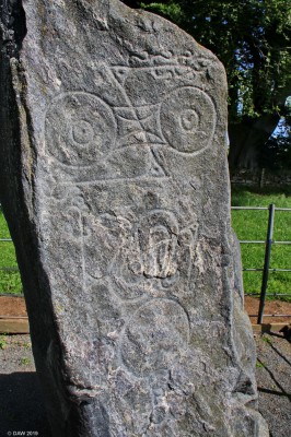 The Picardy Symbol Stone, Aberdeenshire
Beneath this Pictish stone are the remains of a burial cairn, probably dating from around 1400 years ago. Only a few Pictish stones mark burials. Picts carved distinctive symbols, the top symbol here is the double disk and Z-rod and below is the serpent and Z-rod. [url=http://www.streetmap.co.uk/map.srf?X=361698&Y=829783&A=Y&Z=120/] Map location. [/url]
