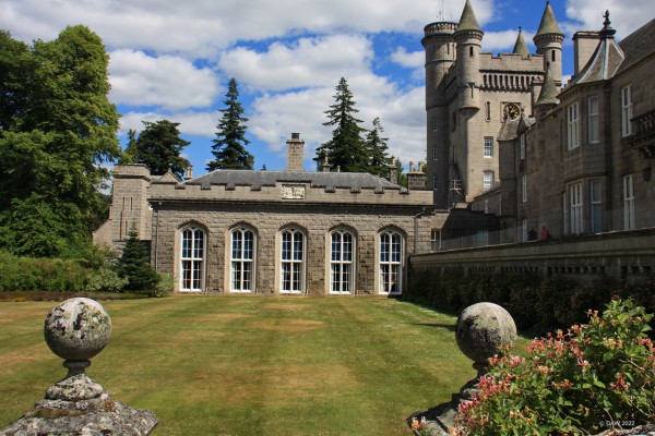 The Ballroom, Balmoral Castle
A view of the rear of Balmoral Castle.  The part with the large windows is the Ballroom, this is the only part of the castle that is open to the public in the summer months.

