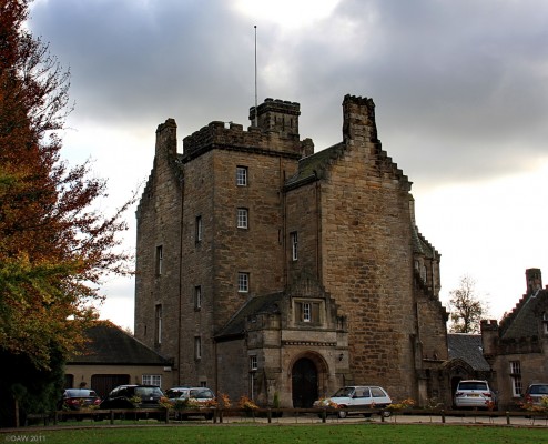 Torrance House, Calderglen Country Park
The tower you see here is the oldest part of the building and dates from 1605, it was restored in 1875 and additional wings and buildings were added.  There was an east wing where the garages are but this burnt down in the 1960's.  The building has been split into flats and what was the estate is now Calderglen Country Park. [url=http://www.streetmap.co.uk/map.srf?X=265336&Y=652717&A=Y&Z=115/] Map location. [/url]
