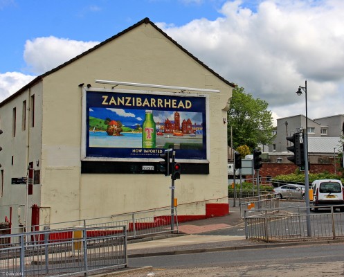 ZanziBarrhead
Billboard at Allan's Corner, Barrhead, in 2012.
